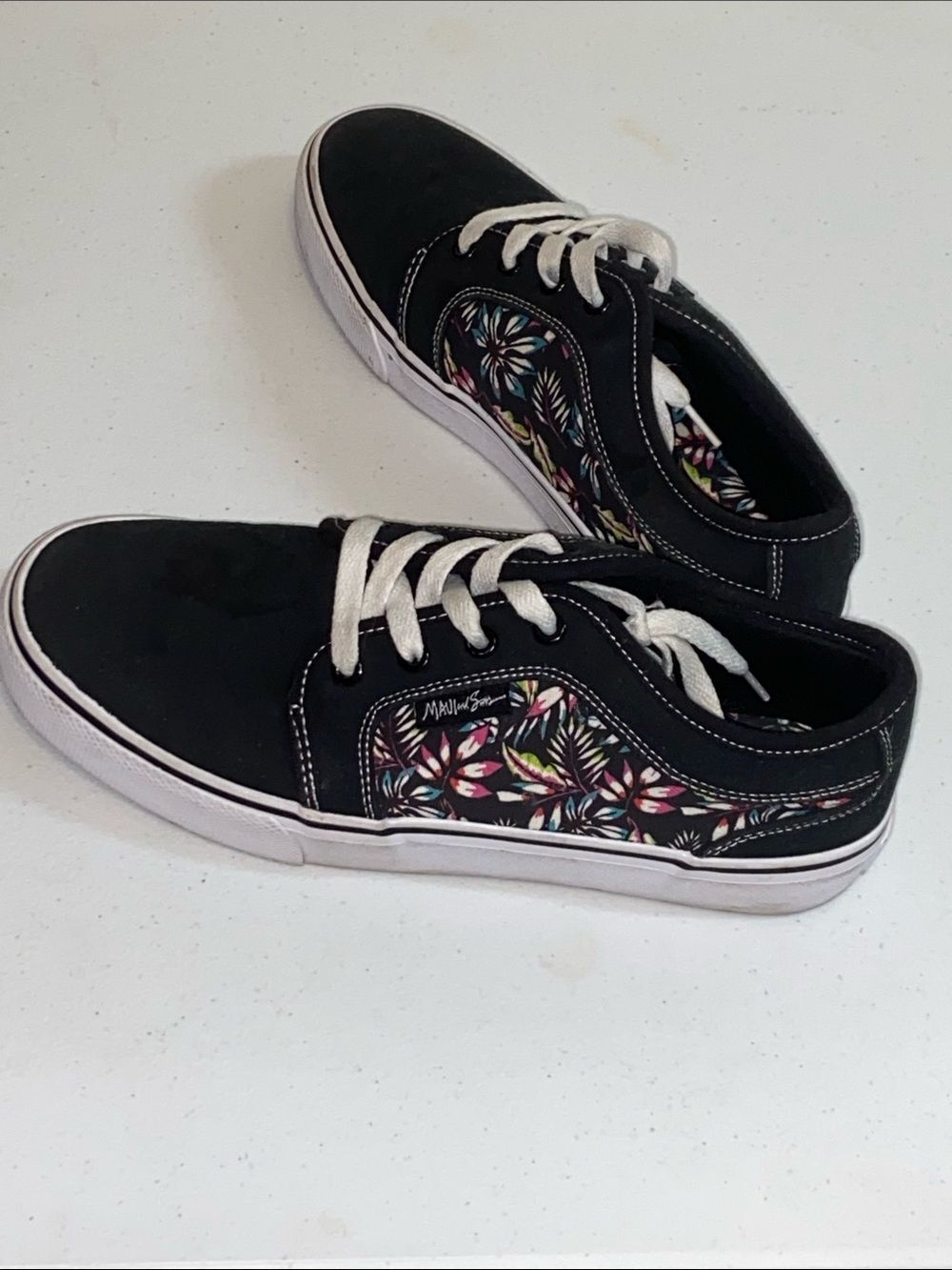 Maui And Sons Tropical Canvas Low Top Skate Wedge Shoe "Wave" Textile Multicolor